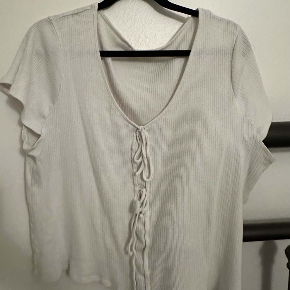 Madewell White Tie-Front Top